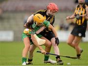 21 July 2012; Tina Hannon, Offaly, in action against Jacqui Frisby, Kilkenny. All-Ireland Senior Camogie Championship Play-Off, Offaly v Kilkenny, St. Brendan's Park, Birr, Co. Offaly. Picture credit: Daire Brennan / SPORTSFILE