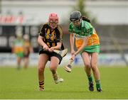 21 July 2012; Orlaigh Kirwan, Offaly, in action against Kellie Hamilton, Kilkenny. All-Ireland Senior Camogie Championship Play-Off, Offaly v Kilkenny, St. Brendan's Park, Birr, Co. Offaly. Picture credit: Daire Brennan / SPORTSFILE