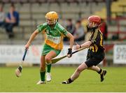 21 July 2012; Tina Hannon, Offaly, in action against Jacqui Frisby, Kilkenny. All-Ireland Senior Camogie Championship Play-Off, Offaly v Kilkenny, St. Brendan's Park, Birr, Co. Offaly. Picture credit: Daire Brennan / SPORTSFILE