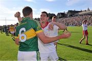 21 July 2012; Kerry's Killian Young, right, and Eoin Brosnan celebrate after victory over Tyrone. GAA Football All-Ireland Senior Championship Qualifier, Round 3, Kerry v Tyrone, Fitzgerald Stadium, Killarney, Co. Kerry. Picture credit: Diarmuid Greene / SPORTSFILE