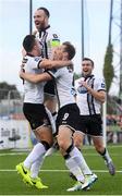 1 October 2017; Robbie Benson of Dundalk celebrates scoring his side's first goal with team-mates Stephen O’Donnell, centre, and David McMillan, right, during the Irish Daily Mail FAI Cup semi final match between Dundalk and Shamrock Rovers at Oriel Park in Dundalk. Photo by Stephen McCarthy/Sportsfile