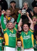 1 October 2017; Kilcormac-Killoughey captain Peter Healion, right, lifts the Sean Robbins Cup with his twin brother Ger after the Offaly County Senior Hurling Championship Final match between St Rynagh's and Kilcormac-Killoughey at Bord na Móna Park in Tullamore, Co. Offaly. Photo by Matt Browne/Sportsfile