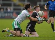 1 October 2017; Paul Devlin of Kilcoo in action against Connor Toner of Burren during the Down County Senior Football Championship Final match between Burren and Kilcoo at Páirc Esler in Newry, Co. Down. Photo by Oliver McVeigh/Sportsfile