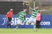 1 October 2017; Brandon Miele of Shamrock Rovers celebrates after scoring his side's first goal during the Irish Daily Mail FAI Cup semi final match between Dundalk and Shamrock Rovers at Oriel Park in Dundalk. Photo by Stephen McCarthy/Sportsfile