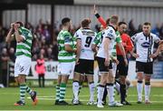 1 October 2017; David McAllister of Shamrock Rovers receives a red card from referee Neil Doyle during the Irish Daily Mail FAI Cup semi final match between Dundalk and Shamrock Rovers at Oriel Park in Dundalk. Photo by Stephen McCarthy/Sportsfile