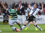 1 October 2017; David McAllister of Shamrock Rovers puts in a tackle of Chris Shields of Dundalk, resulting in a red card for the Shamrock Rovers player, during the Irish Daily Mail FAI Cup semi final match between Dundalk and Shamrock Rovers at Oriel Park in Dundalk. Photo by Stephen McCarthy/Sportsfile