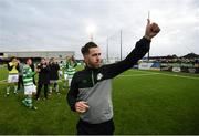 1 October 2017; Shamrock Rovers manager Stephen Bradley salutes the Shamrock Rovers supporters following the Irish Daily Mail FAI Cup semi final match between Dundalk and Shamrock Rovers at Oriel Park in Dundalk. Photo by Stephen McCarthy/Sportsfile