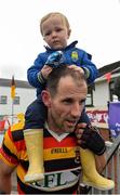 1 October 2017; Tony Spain of Ardclough brings his son Daniel to the podium for the cup presentation after the Kildare County Senior Hurling Championship Final match between Ardclough and Naas at St Conleth's Park in Newbridge, Co. Kildare. Photo by Piaras Ó Mídheach/Sportsfile