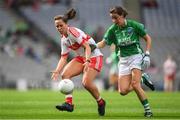 24 September 2017; Emma Doherty of Derry in action against Marita McDonald of Fermanagh during the TG4 Ladies Football All-Ireland Junior Championship Final match between Derry and Fermanagh at Croke Park in Dublin. Photo by Brendan Moran/Sportsfile