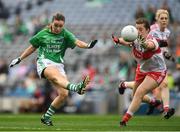 24 September 2017; Nuala McManus of Fermanagh in action against Annie Crozier of Derry during the TG4 Ladies Football All-Ireland Junior Championship Final match between Derry and Fermanagh at Croke Park in Dublin. Photo by Brendan Moran/Sportsfile