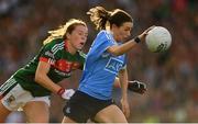 24 September 2017; Sinéad Aherne of Dublin in action against Sarah Tierney of Mayo during the TG4 Ladies Football All-Ireland Senior Championship Final match between Dublin and Mayo at Croke Park in Dublin. Photo by Brendan Moran/Sportsfile