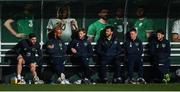 2 October 2017; Republic of Ireland players, from left, Stephen Ward, David McGoldrick, Eunan O'Kane, Shane Long, Jonathan Hayes and Harry Arter watch on during squad training at the FAI National Training Centre in Abbotstown, Dublin. Photo by Stephen McCarthy/Sportsfile