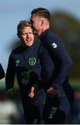 2 October 2017; Republic of Ireland's Daryl Horgan, left, and Aiden O'Brien during squad training at the FAI National Training Centre in Abbotstown, Dublin. Photo by Stephen McCarthy/Sportsfile