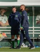 2 October 2017; Republic of Ireland's David McGoldrick with assistant manager Roy Keane during squad training at the FAI National Training Centre in Abbotstown, Dublin. Photo by Piaras Ó Mídheach/Sportsfile