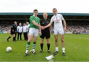 21 July 2012; Referee Barry Cassidy with Limerick captain Ger Collins, left, and Kildare captain John Doyle before the start of the game. GAA Football All-Ireland Senior Championship Qualifier, Round 3, Kildare v Limerick, O'Moore Park, Portlaoise, Co. Laois. Picture Credit: Matt Browne / SPORTSFILE