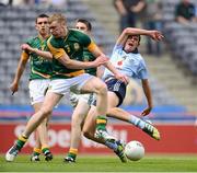 22 July 2012; Niall Scully, Dublin, is fouled by Declan Smyth, left, and Ruairi O'Coilean, Meath. Electric Ireland Leinster GAA Football Minor Championship Final, Dublin v Meath, Croke Park, Dublin. Picture credit: David Maher / SPORTSFILE