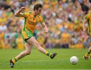 22 July 2012; Leo McLoone, Donegal, shoots to score his side's first goal. Ulster GAA Football Senior Championship Final, Donegal v Down, St. Tiernach's Park, Clones, Co. Monaghan. Picture credit: Oliver McVeigh / SPORTSFILE
