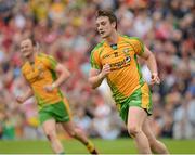 22 July 2012; Leo McLoone, Donegal, turns to celebrate after scoring his side's first goal. Ulster GAA Football Senior Championship Final, Donegal v Down, St. Tiernach's Park, Clones, Co. Monaghan. Picture credit: Oliver McVeigh / SPORTSFILE