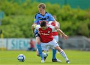 22 July 2012; Paul Corry, UCD, in action against John Russell, St. Patrick's Athletic. Airtricity League Premier Division, UCD v St. Patrick's Athletic, Belfield Bowl, UCD, Belfield, Dublin. Picture credit: Barry Cregg / SPORTSFILE