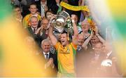 22 July 2012; Donegal captain Michael Murphy lifts the Anglo Celt cup. Ulster GAA Football Senior Championship Final, Donegal v Down, St. Tiernach's Park, Clones, Co. Monaghan. Photo by Sportsfile