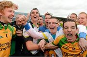 22 July 2012; Donegal manager Jim McGuinness celebrates with fans after the game. Ulster GAA Football Senior Championship Final, Donegal v Down, St. Tiernach's Park, Clones, Co. Monaghan. Photo by Sportsfile