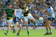 22 July 2012; Kevin McManamon and Cian O'Sullivan, right, Dublin, in action against Brian Meade and Donal Keoghan, left, Meath. Leinster GAA Football Senior Championship Final, Dublin v Meath, Croke Park, Dublin. Picture credit: Brian Lawless / SPORTSFILE