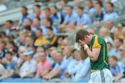 22 July 2012; Meath's Stephen Bray holds his head after a tackle. Leinster GAA Football Senior Championship Final, Dublin v Meath, Croke Park, Dublin. Picture credit: Brian Lawless / SPORTSFILE