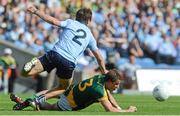 22 July 2012; Brian Farrell, Meath, in action against Michael Fitzsimons, Dublin. Leinster GAA Football Senior Championship Final, Dublin v Meath, Croke Park, Dublin. Picture credit: Brian Lawless / SPORTSFILE