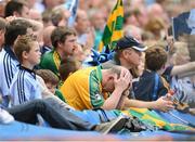 22 July 2012; A disappointed Meath supporter holds his head during the closing moments of the game. Leinster GAA Football Senior Championship Final, Dublin v Meath, Croke Park, Dublin. Picture credit: David Maher / SPORTSFILE