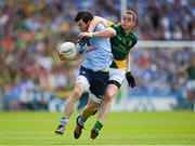 22 July 2012; Michael Darragh MacAuley, Dublin, is tackled by Meath's Bryan Menton. Leinster GAA Football Senior Championship Final, Dublin v Meath, Croke Park, Dublin. Picture credit: Ray McManus / SPORTSFILE