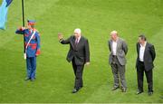 22 July 2012; Former Dublin players, right to left, Jack Sheedy, Tom Carr and manager Paddy Cullen on the pitch at half-time to commemorate the Dublin v Meath four game saga from the 1991 Leinster Senior Football Championship. Leinster GAA Football Senior Championship Final, Dublin v Meath, Croke Park, Dublin. Picture credit: Dáire Brennan / SPORTSFILE