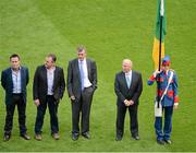 22 July 2012; Former Meath players, left to right, Bernard Flynn, Colm Coyle, Colm O'Rourke, and manager Seán Boylan, on the pitch at half-time to commemorate the Dublin v Meath four game saga from the 1991 Leinster Senior Football Championship. Leinster GAA Football Senior Championship Final, Dublin v Meath, Croke Park, Dublin. Picture credit: Dáire Brennan / SPORTSFILE