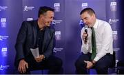 2 October 2017; Limerick manager Pat Donnelly is interviewed by Micheál Ó Domhnaill of TG4 during the Bord Gáis Energy Team of the Year Awards in Croke Park. Photo by Piaras Ó Mídheach/Sportsfile