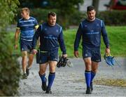 3 October 2017; Cian Healy and Mick Kearney of Leinster arrive ahead of Leinster Squad Training at Leinster Rugby Headquarters, in Dublin. Photo by Sam Barnes/Sportsfile