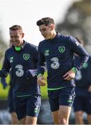 3 October 2017; Republic of Ireland's Callum O'Dowda, right, and Aiden McGeady, left, during squad training at the FAI National Training Centre in Abbotstown, Dublin. Photo by Seb Daly/Sportsfile