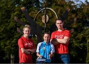 3 October 2017; Dublin footballing legend Dean Rock and Olympian Natalya Coyle call on you to volunteer for the 2018 Special Olympics Ireland Games. Pictured at the announcement is Special Olympics badminton player Rebecha McAuley with Dublin footballer Dean Rock and Modern Pentathlon Olympian Natalya Coyle at Special Olympics Ireland in Abbotstown, Dublin. Photo by Eóin Noonan/Sportsfile