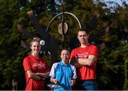 3 October 2017; Dublin footballing legend Dean Rock and Olympian Natalya Coyle call on you to volunteer for the 2018 Special Olympics Ireland Games. Pictured at the announcement is Special Olympics badminton player Rebecha McAuley with Dublin footballer Dean Rock and Modern Pentathlon Olympian Natalya Coyle at Special Olympics Ireland in Abbotstown, Dublin. Photo by Eóin Noonan/Sportsfile