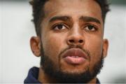 4 October 2017; Republic of Ireland's Cyrus Christie during a press conference at the FAI National Training Centre in Abbotstown, Dublin. Photo by Stephen McCarthy/Sportsfile