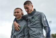 4 October 2017; Tyreke Wilson, left, and Canice Carroll, right, of Republic of Ireland prior to the UEFA European U19 Championship Qualifier match between Republic of Ireland and Azerbaijan at Regional Sports Centre in Waterford. Photo by Seb Daly/Sportsfile