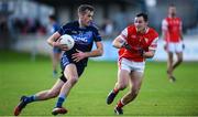 30 September 2017; Niall Coakley of St. Judes in action against Sean Drummond of Cuala during the Dublin County Senior Football Championship Quarter-Final match between Cuala and St Jude's at Parnell Park in Dublin. Photo by David Fitzgerald/Sportsfile