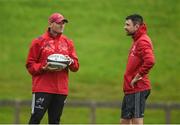 4 October 2017; Munster defence coach Jacques Nienaber in conversation with technical coach Felix Jones during Munster Rugby Squad Training at the University of Limerick in Limerick. Photo by Diarmuid Greene/Sportsfile