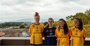 4 October 2017; DCU ladies footballers, from left, Aisling Maloney, Tipperary, Michelle Farrell, Longford, Leah Caffrey, Dublin, and Niamh Kelly, Mayo, in attendance during the launch of the new DCU Dóchas Éireann GAA jersey sponsored by Bank Of Ireland at, DCU, St Patrick's Campus, in Drumcondra, Dublin. Photo by Piaras Ó Mídheach/Sportsfile
