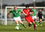 4 October 2017; Anthony Scully of Republic of Ireland in action against Ibrahim Aliyev of Azerbaijan during the UEFA European U19 Championship Qualifier match between Republic of Ireland and Azerbaijan at Regional Sports Centre in Waterford. Photo by Seb Daly/Sportsfile