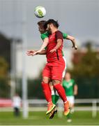 4 October 2017; Thomas Byrne of Republic of Ireland in action against Huseyin Seylighli of Azerbaijan during the UEFA European U19 Championship Qualifier match between Republic of Ireland and Azerbaijan at Regional Sports Centre in Waterford. Photo by Seb Daly/Sportsfile