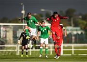4 October 2017; Canice Carroll of Republic of Ireland in action against Bahadur Haziyev of Azerbaijan during the UEFA European U19 Championship Qualifier match between Republic of Ireland and Azerbaijan at Regional Sports Centre in Waterford. Photo by Seb Daly/Sportsfile