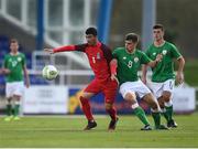 4 October 2017; Bahadur Haziyev of Azerbaijan in action against Jason Molumby of Republic of Ireland during the UEFA European U19 Championship Qualifier match between Republic of Ireland and Azerbaijan at Regional Sports Centre in Waterford. Photo by Seb Daly/Sportsfile