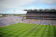 22 July 2012; The Dublin and Meath teams parade behind the Artane School of Music Band before the game. Leinster GAA Football Senior Championship Final, Dublin v Meath, Croke Park, Dublin. Picture credit: Dáire Brennan / SPORTSFILE