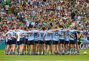 22 July 2012; The Dublin team huddle before the game. Leinster GAA Football Senior Championship Final, Dublin v Meath, Croke Park, Dublin. Picture credit: Ray McManus / SPORTSFILE