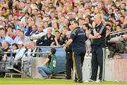 22 July 2012; Meath manager Seamus McEnaney, left, and Dublin manager Pat Gilroy during the match. Leinster GAA Football Senior Championship Final, Dublin v Meath, Croke Park, Dublin. Picture credit: Brian Lawless / SPORTSFILE