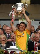 22 July 2012; Ryan Bradley, Donegal, lifts the Anglo Celt Cup. Ulster GAA Football Senior Championship Final, Donegal v Down, St. Tiernach's Park, Clones, Co. Monaghan. Picture credit: Oliver McVeigh / SPORTSFILE